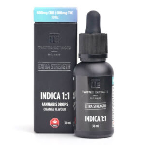 1:1 Tincture Drops Orange - Indica - 600mg CBD & 600mg THC - Twisted Extracts